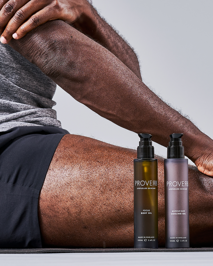 Proverb Muscle Ease Cooling Gel alongside Focus Body Oil for muscle relaxation