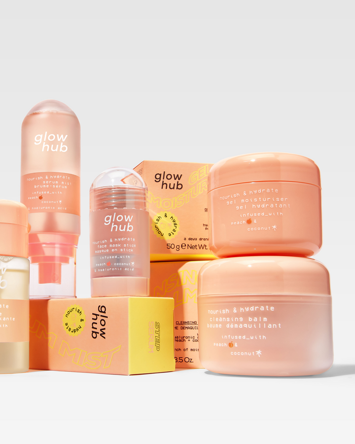 Glow Hub Cleansing Balm and other skincare products